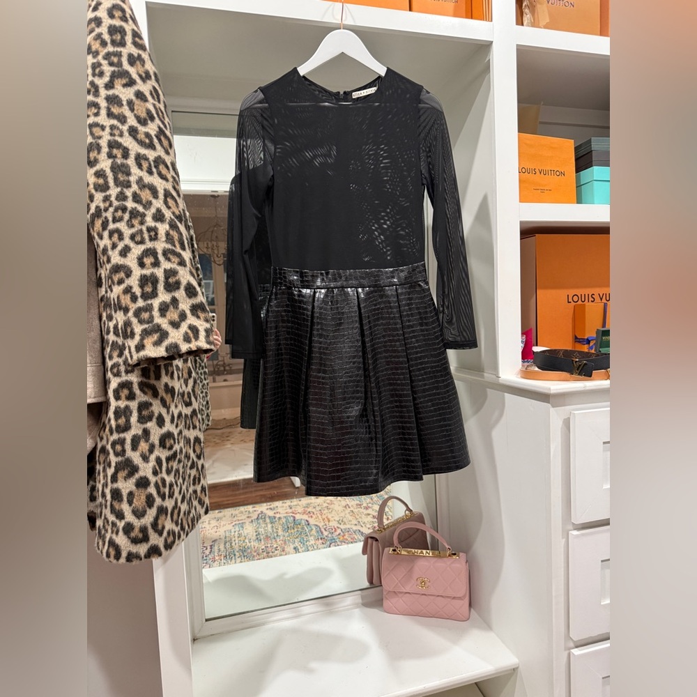 Alice + Olivia Chara Vegan Leather Party Dress Size 8